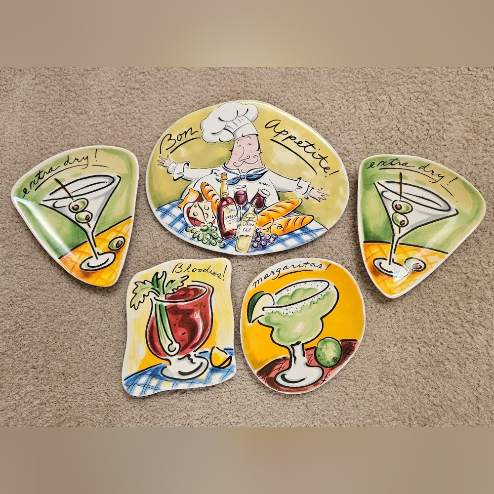 Chef Themed Decorative Appetizer Plates - Colorful Bistro Set-Mud Pie